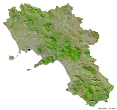 İtalya 'nın Campania bölgesi, başkenti beyaz arka planda izole edilmiş. Uydu görüntüleri. 3B görüntüleme