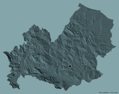 İtalya 'nın Molise bölgesi, başkenti katı bir renk arkaplanı ile izole edilmiştir. Renkli yükseklik haritası. 3B görüntüleme