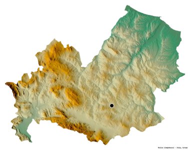 İtalya 'nın Molise bölgesi, başkenti beyaz arka planda izole edilmiş. Topografik yardım haritası. 3B görüntüleme