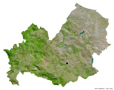 Shape of Molise, region of Italy, with its capital isolated on white background. Satellite imagery. 3D rendering clipart