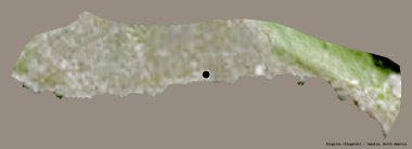 Kingston 'ın şekli, Jamaika' nın semti, başkenti koyu renk arka planda izole edilmiş. Uydu görüntüleri. 3B görüntüleme