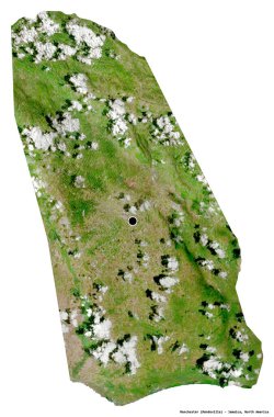 Manchester 'ın şekli, Jamaika bölgesi, başkenti beyaz arka planda izole edilmiş. Uydu görüntüleri. 3B görüntüleme