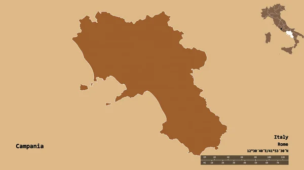 Forma Campania Región Italia Con Capital Aislada Sobre Fondo Sólido — Foto de Stock