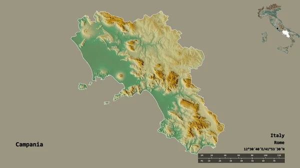 Forma Campania Región Italia Con Capital Aislada Sobre Fondo Sólido — Foto de Stock