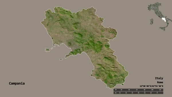 Forma Della Campania Regione Italia Con Suo Capoluogo Isolato Uno — Foto Stock