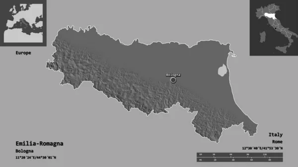 Forma Emilia Romaña Región Italia Capital Escala Distancia Vistas Previas — Foto de Stock