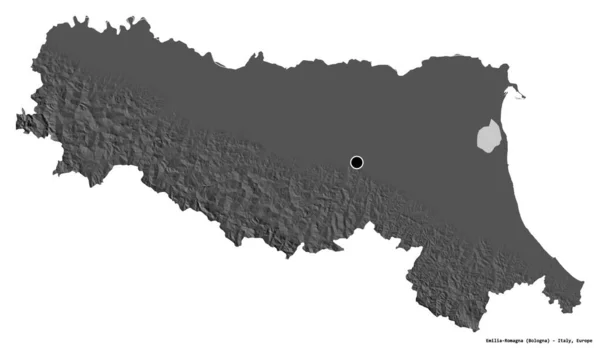 Форма Эмилии Романьи Региона Италии Столицей Изолированной Белом Фоне Карта — стоковое фото