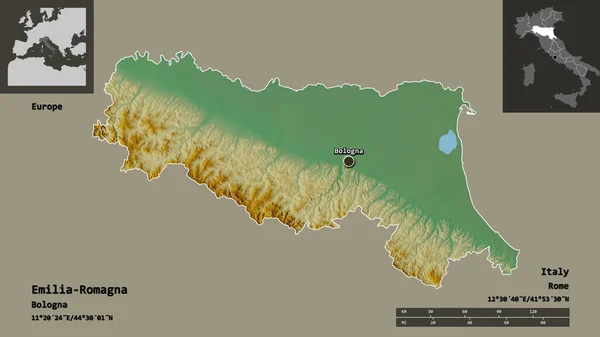 Forma Emilia Romaña Región Italia Capital Escala Distancia Vistas Previas — Foto de Stock