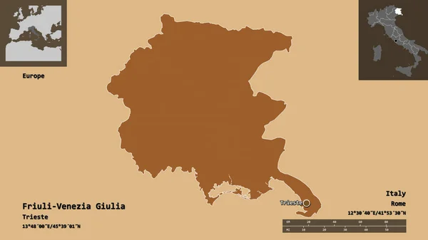 Forma Friuli Venezia Giulia Región Autónoma Italia Capital Escala Distancia — Foto de Stock