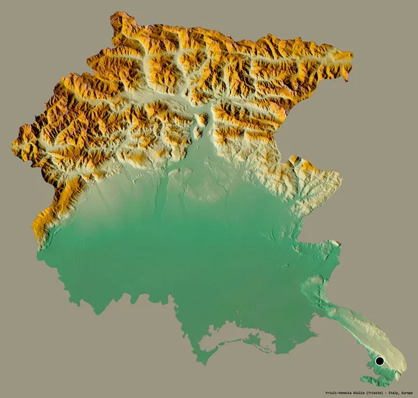 Shape Friuli Venezia Giulia Autonomous Region Italy Its Capital Isolated — Stock Photo, Image