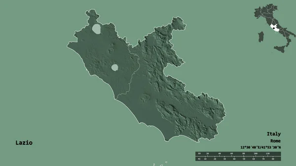 Forma Del Lacio Región Italia Con Capital Aislada Sobre Fondo —  Fotos de Stock