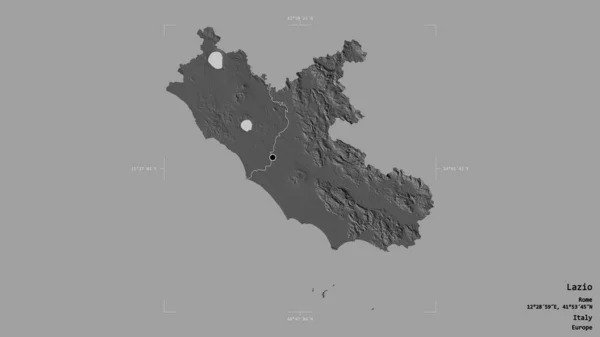 Obszar Lacjum Region Włoch Odizolowany Solidnym Tle Georeferencyjnym Polu Granicznym — Zdjęcie stockowe