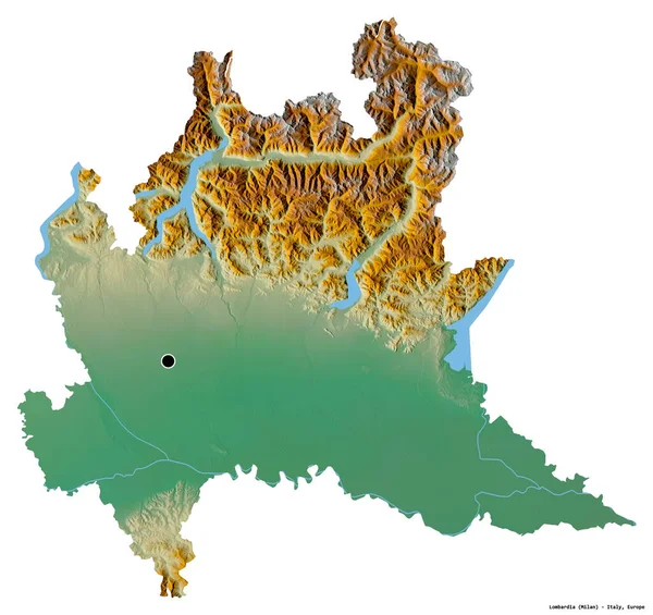 Forma Lombardia Região Itália Com Sua Capital Isolada Sobre Fundo — Fotografia de Stock