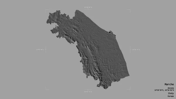 Zona Marche Regione Italia Isolata Uno Sfondo Solido Una Scatola — Foto Stock