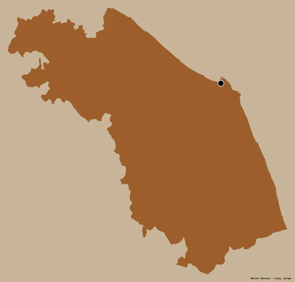 Shape Marche Region Von Italien Mit Seiner Hauptstadt Isoliert Auf — Stockfoto