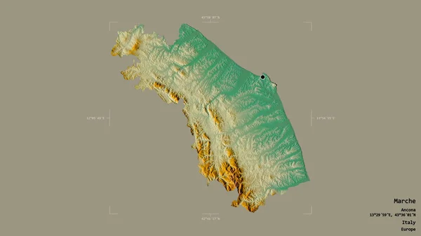 Zona Las Marcas Región Italia Aislada Sobre Fondo Sólido Una — Foto de Stock