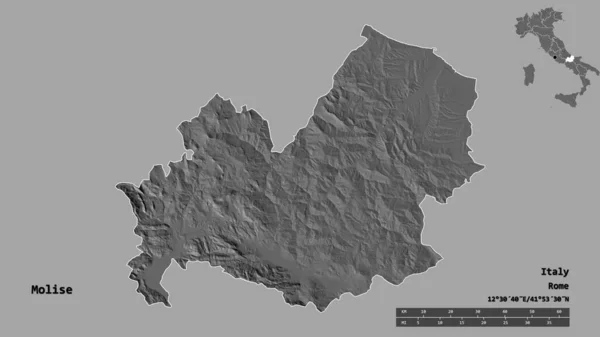 Tvar Molise Region Itálie Jeho Hlavním Městem Izolované Pevném Pozadí — Stock fotografie