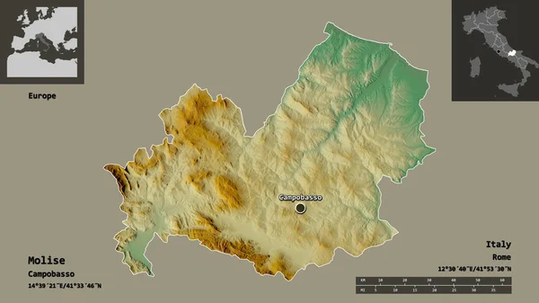 Σχήμα Molise Περιοχή Της Ιταλίας Και Την Πρωτεύουσα Της Κλίμακα — Φωτογραφία Αρχείου