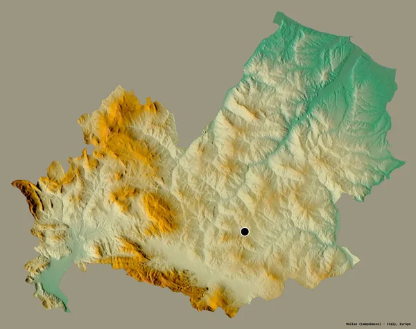 意大利莫利斯地区的形状 其首都被隔离在一个坚实的色彩背景上 地形浮雕图 3D渲染 — 图库照片