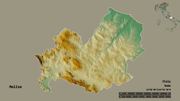 Tvar Molise Region Itálie Jeho Hlavním Městem Izolované Pevném Pozadí — Stock fotografie