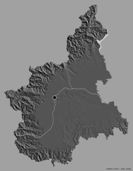 Vorm Van Piemonte Regio Van Italië Met Hoofdstad Geïsoleerd Een — Stockfoto