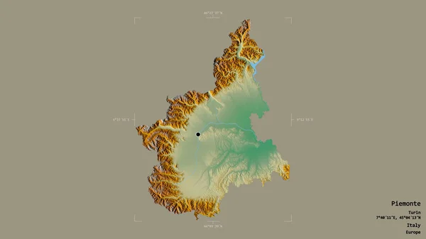 Zona Piamonte Región Italia Aislada Sobre Fondo Sólido Una Caja —  Fotos de Stock