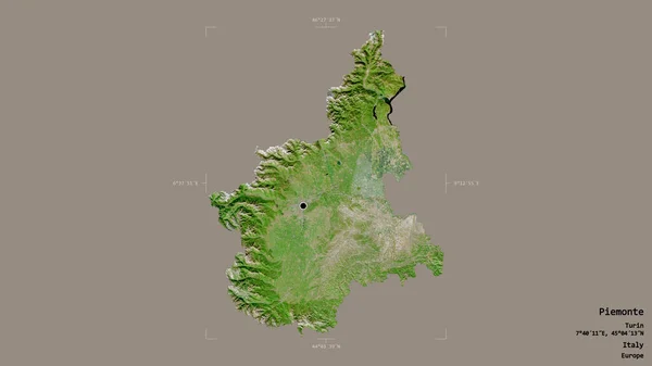 Zona Piamonte Región Italia Aislada Sobre Fondo Sólido Una Caja —  Fotos de Stock