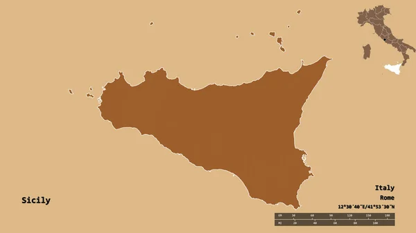 Forme Sicile Région Autonome Italie Avec Capitale Isolée Sur Fond — Photo