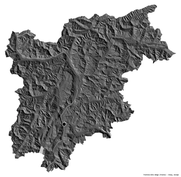 Forma Del Trentino Alto Adige Regione Autonoma Italia Con Suo — Foto Stock