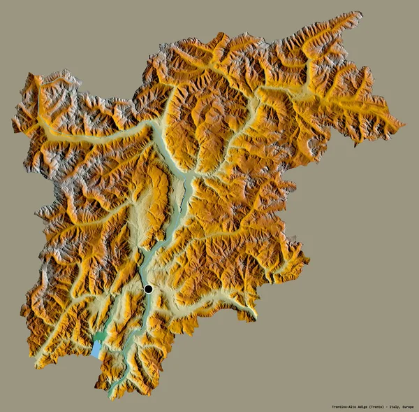 Forma Trentino Alto Adige Região Autônoma Itália Com Sua Capital — Fotografia de Stock