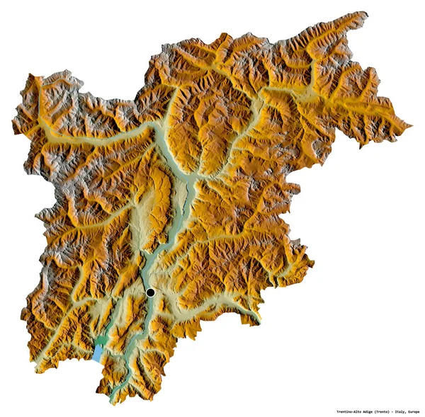 Forma Trentino Alto Adigio Región Autónoma Italia Con Capital Aislada — Foto de Stock