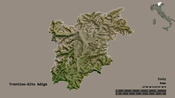 Forma Trentino Alto Adigio Región Autónoma Italia Con Capital Aislada — Foto de Stock