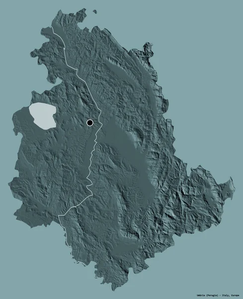 Form Umbrien Regionen Italien Med Sin Huvudstad Isolerad Solid Färg — Stockfoto