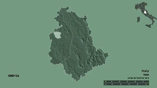 Forme Ombrie Région Italie Avec Capitale Isolée Sur Fond Solide — Photo