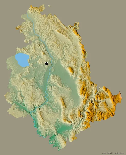 Forma Úmbria Região Itália Com Sua Capital Isolada Fundo Cor — Fotografia de Stock