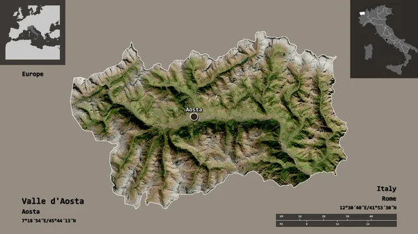 Forma Valle Aosta Região Autónoma Itália Sua Capital Escala Distância — Fotografia de Stock