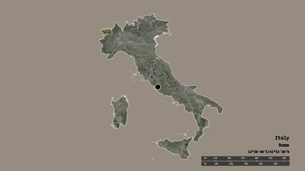 Zdesperowany Kształt Włoch Stolicą Głównym Oddziałem Regionalnym Wydzielonym Obszarem Valle — Zdjęcie stockowe