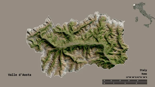 Forma Valle Aosta Região Autónoma Itália Com Sua Capital Isolada — Fotografia de Stock