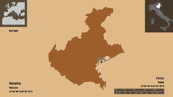 Forme Vénétie Région Italie Capitale Échelle Distance Aperçus Étiquettes Composition — Photo