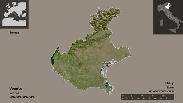 Forma Del Véneto Región Italia Capital Escala Distancia Vistas Previas —  Fotos de Stock