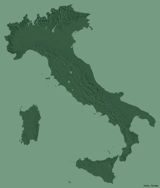 Alakja Olaszország Tőke Elszigetelt Szilárd Színű Háttér Színes Magassági Térkép — Stock Fotó