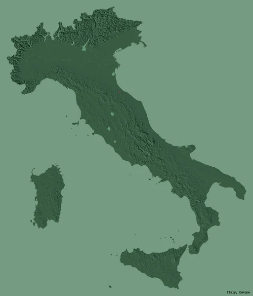 Forma Italia Con Sua Capitale Isolata Fondo Tinta Unita Mappa — Foto Stock