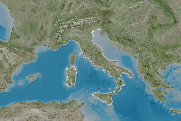 Zona Ampliada Italia Con Contorno País Fronteras Internacionales Regionales Imágenes — Foto de Stock