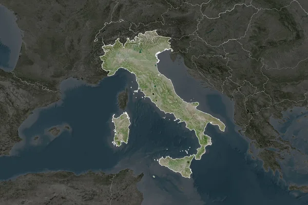 Vorm Van Italië Gescheiden Door Desaturatie Van Naburige Gebieden Grenzen — Stockfoto