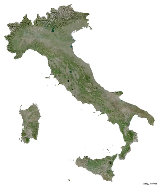 Form Italien Med Dess Huvudstad Isolerad Vit Bakgrund Satellitbilder Rendering — Stockfoto