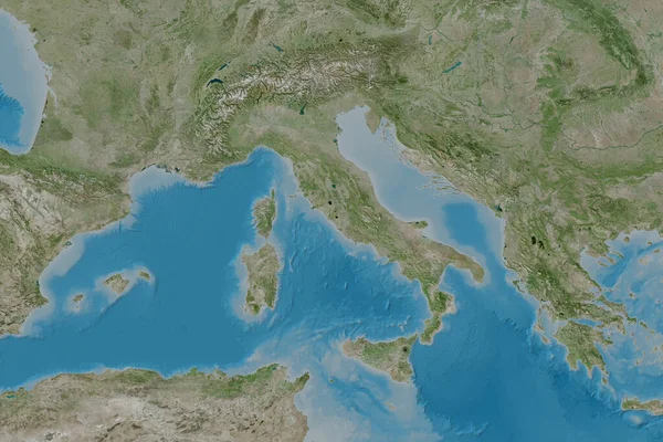 Rozšířená Oblast Itálie Satelitní Snímky Vykreslování — Stock fotografie