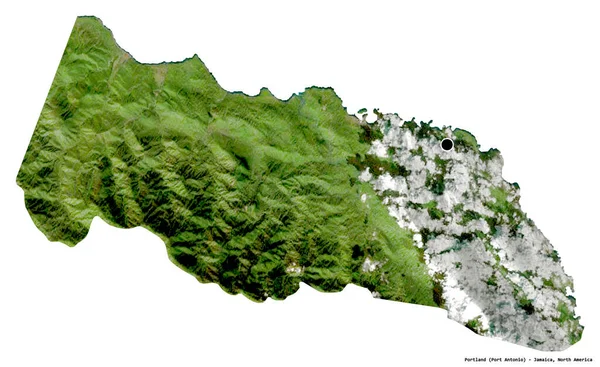 Forma Portland Paróquia Jamaica Com Sua Capital Isolada Fundo Branco — Fotografia de Stock