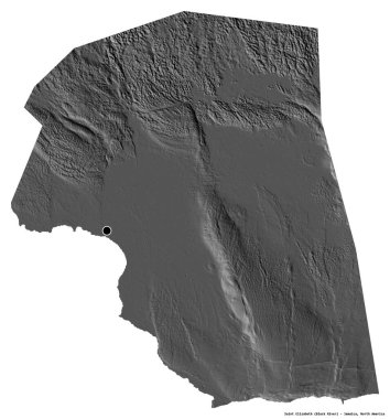 Jamaika 'nın başkenti Saint Elizabeth' in beyaz arka planda izole edilmiş hali. Çift seviyeli yükseklik haritası. 3B görüntüleme