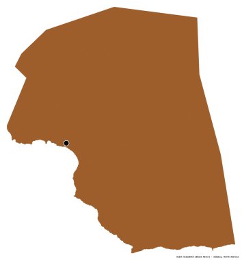 Jamaika 'nın başkenti Saint Elizabeth' in beyaz arka planda izole edilmiş hali. Desenli dokuların bileşimi. 3B görüntüleme