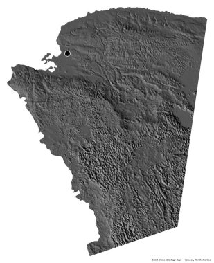 Jamaika 'nın başkenti Saint James' in beyaz arka planda izole edilmiş hali. Çift seviyeli yükseklik haritası. 3B görüntüleme